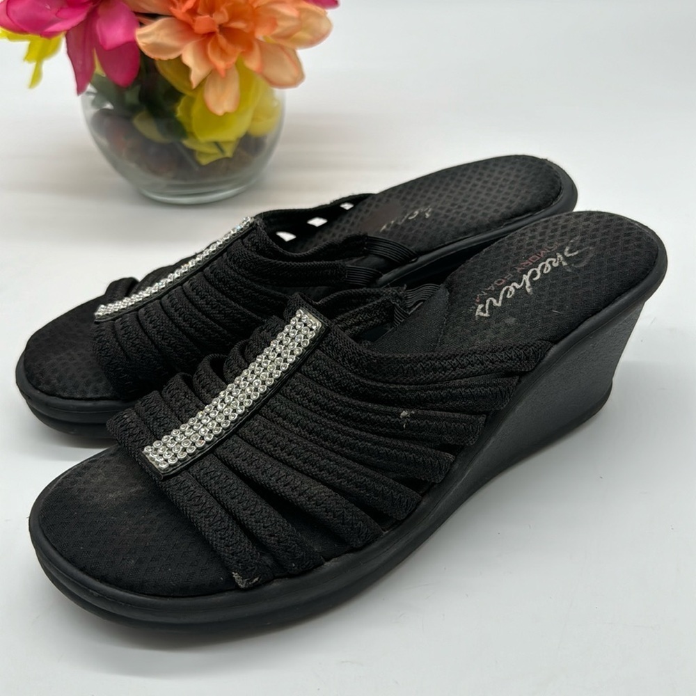 Skechers Black Slip On Wedge Sandals Size 8 SKT6616C
